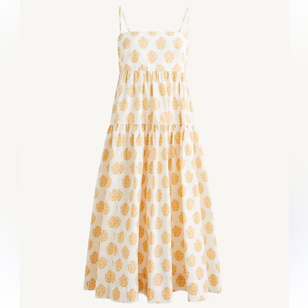 J. Crew Cream and Gold Midi Dress